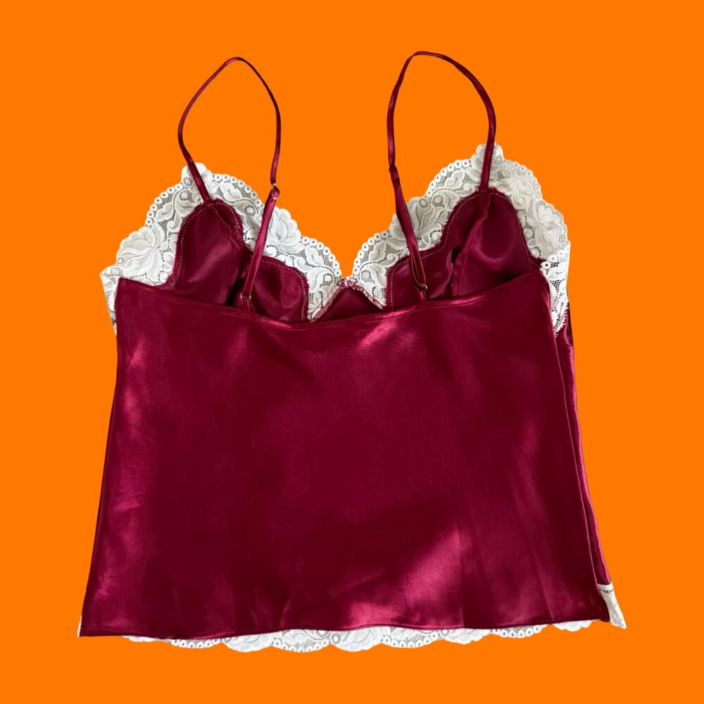 90's 00's vintage red satin lace y2k babydoll camisole M cinema etoile - Picture 5 of 7